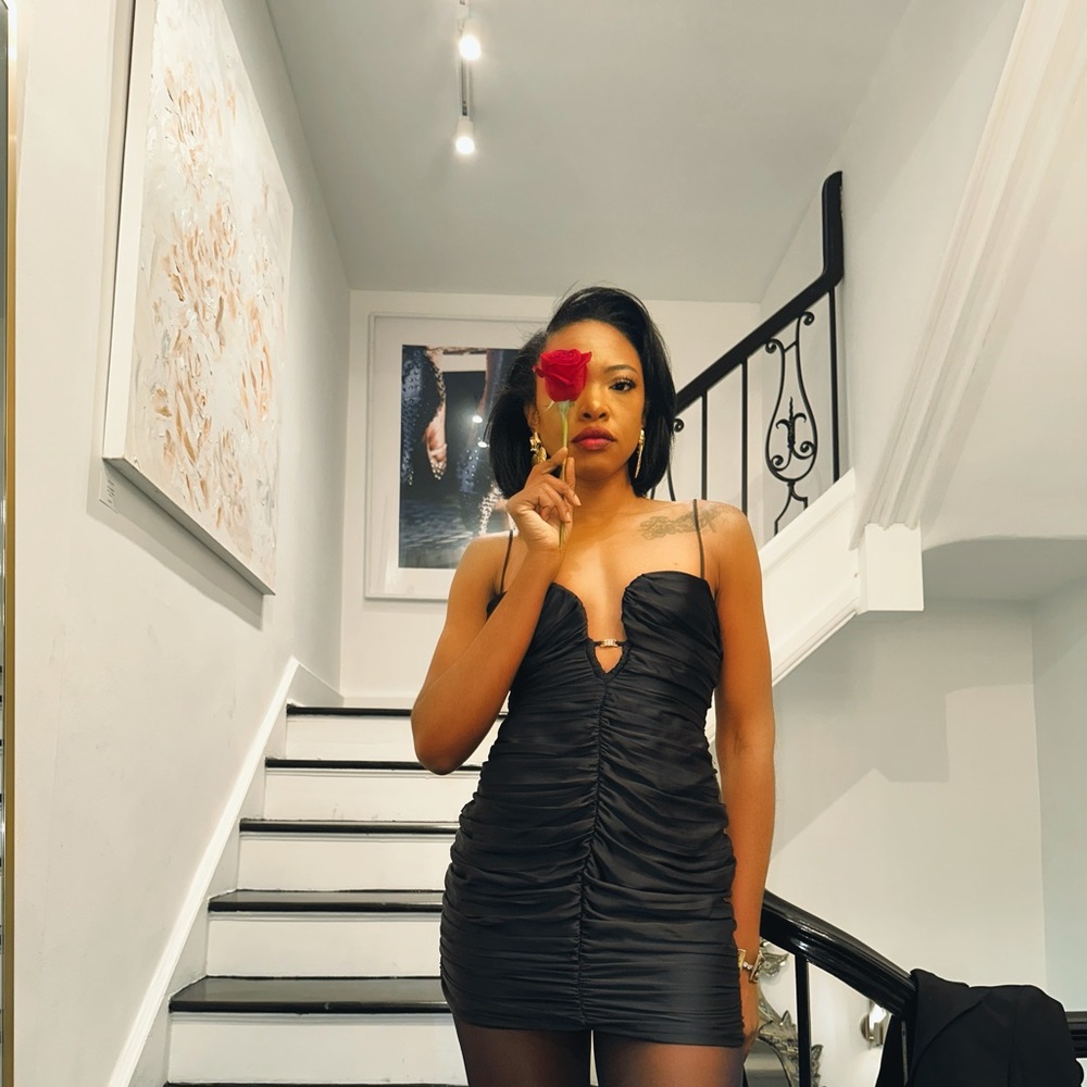 Zara Ruched Silk Mini Dress